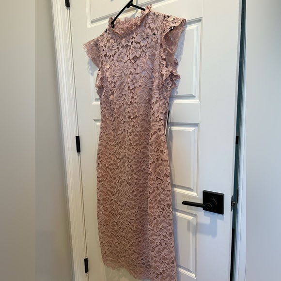 Enfocus studio Mauve Lace Cap Sleeve Midi Dress Size 10 - Picture 4 of 8